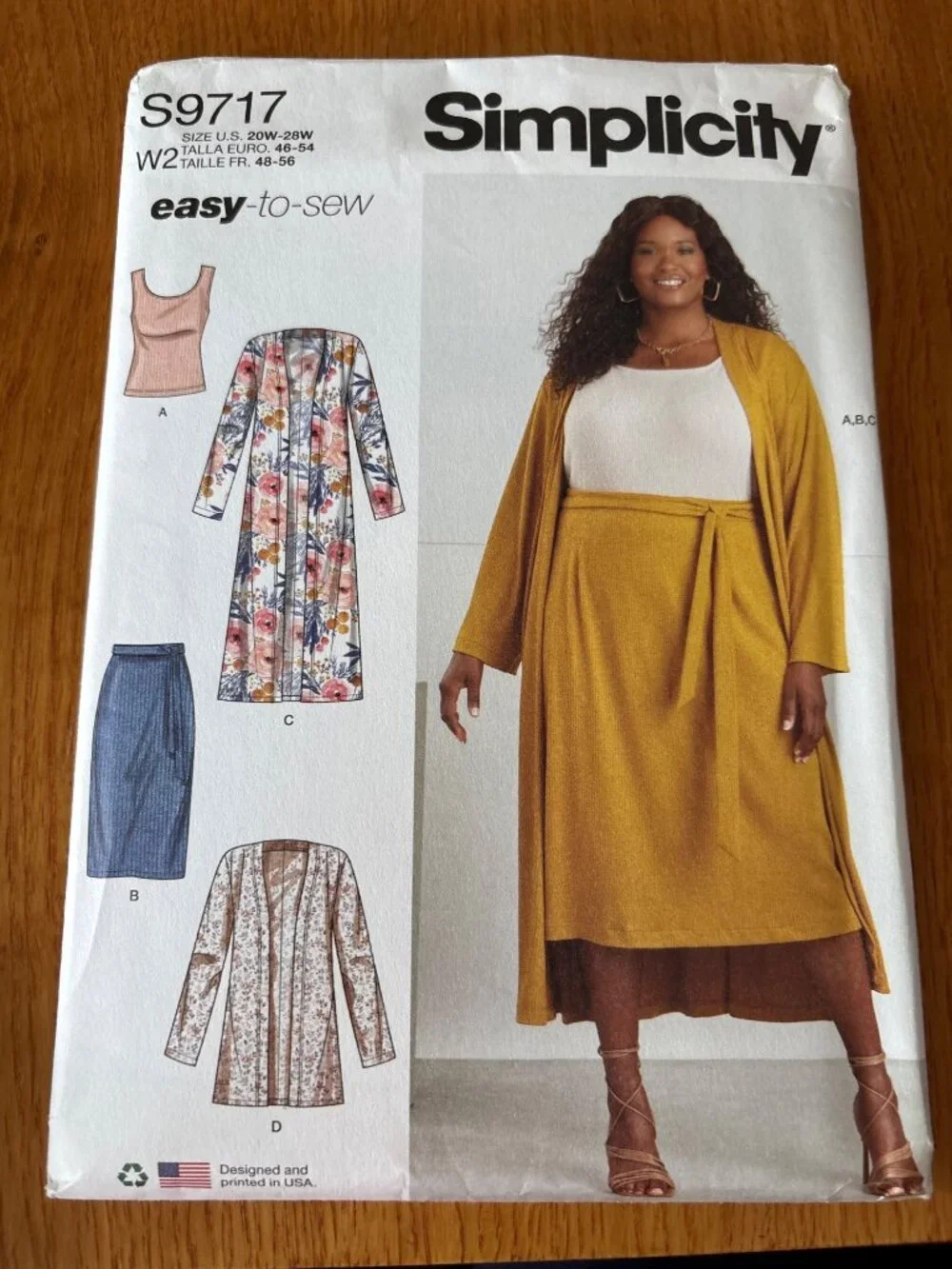 Simplicity 9717 Womens Pattern Shirt Skirt Cardigan Size 20W-22W-24W-26W-28W Unc